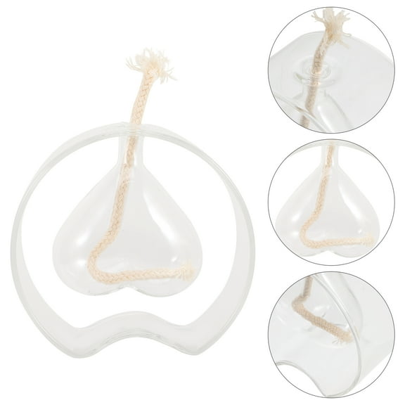 OUNONA Kerosene Oil Light Glass Oil Lamp Transparent Heart Design Kerosene Oil Light