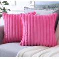 thumbnail image 1 of Paquete de 2 fundas de almohada NQ decorativas de felpa de Piel sintética de doble cara rosa fuerte 18 x 18 pulgadas, 1 of 5