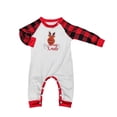 thumbnail image 5 of Nuevo conjunto familiar de Navidad con borde cruzado, pijama para estar en casa con estampado de letras de cervatillo en rojo a cuadros, 5 of 5