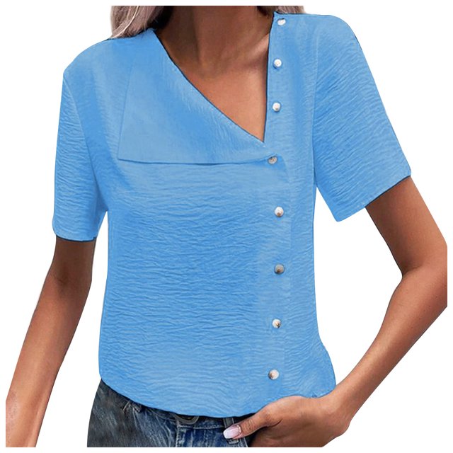 Birdeem Chemise Femme d'Été Surdimensionnée Coupe Ample Chemise Femme Rétro de Bureau Unie Coton Froissée Manches Courtes