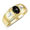 thumbnail image 3 of RYLOS Men's Rings 14K Yellow Gold Classic 8X6MM Oval Gemstone &  Diamond Ring Black Star Sapphire March Birthstone Rings For Man Gold Rings Size 13, 3 of 7