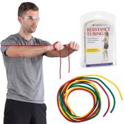 THERABAND Resistance Tubes, Beginner Set, Yellow, Red, and Green, 5 ft Latex Tubing, Home or Clinic Use, Cut-to-Fit, Color-Coded Resistance Bands for Upper & Lower Body Workouts