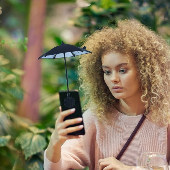 DAILIHIVE Phone Umbrella,Magnetic Retractable Mobile Phone Umbrella,Stand Mini Sunscreen Umbrella,Outdoor Phone Sun Visor,Compact And Mini,Easy To Travel