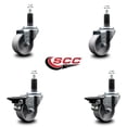 thumbnail image 2 of 3 Inch Semi Steel Wheel Swivel 1-1/8 Inch Expanding Stem Caster Set 2 Brakes SCC, 2 of 2