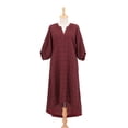 thumbnail image 2 of NOVICA Cotton dress, 'Chiang Mai Wine', 2 of 6