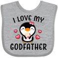 thumbnail image 3 of Inktastic I Love My Godfather with Cute Penguin and Hearts Girls Baby Bib, 3 of 4