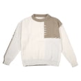 thumbnail image 1 of MIASHUI Color Block Sweater Men Fall Winter Loose Casual Lazy Style Design Niche Pullover Knit Shirt Long Sleeve Unique Beige,M, 1 of 8