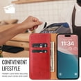 thumbnail image 7 of Allytechgroup Wallet Case for Apple iPhone 16 Pro Max, Premium Leather Flip Stand Cards Holder Business Type RFID Blocking Shockproof Phone Case Cover for iPhone 16 Pro Max, Red, 7 of 7