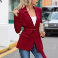 thumbnail image 2 of Gyexs Womens Blazers Work Casual Dress Jackets Long Sleeve Light Weight Trench Coat Loose Fit Outerwear with Belts, Red, Size XL, 2 of 6