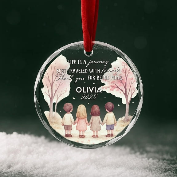 Best Friends Glass Ornament 2025 – Personalized Name & Friendship Quote Christmas Keepsake