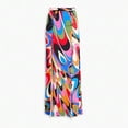thumbnail image 5 of Womens Abstract Print High Waist Maxi Skirt, Colorful Swirl Pattern Lace-Up Slit Flowy Mermaid Skirt, Boho Y2K A-Line, 5 of 5