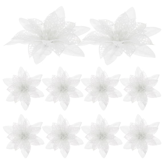 GETAJGHSD White Faux Poinsettia Flowers for Xmas Party Decoration 12Pcs