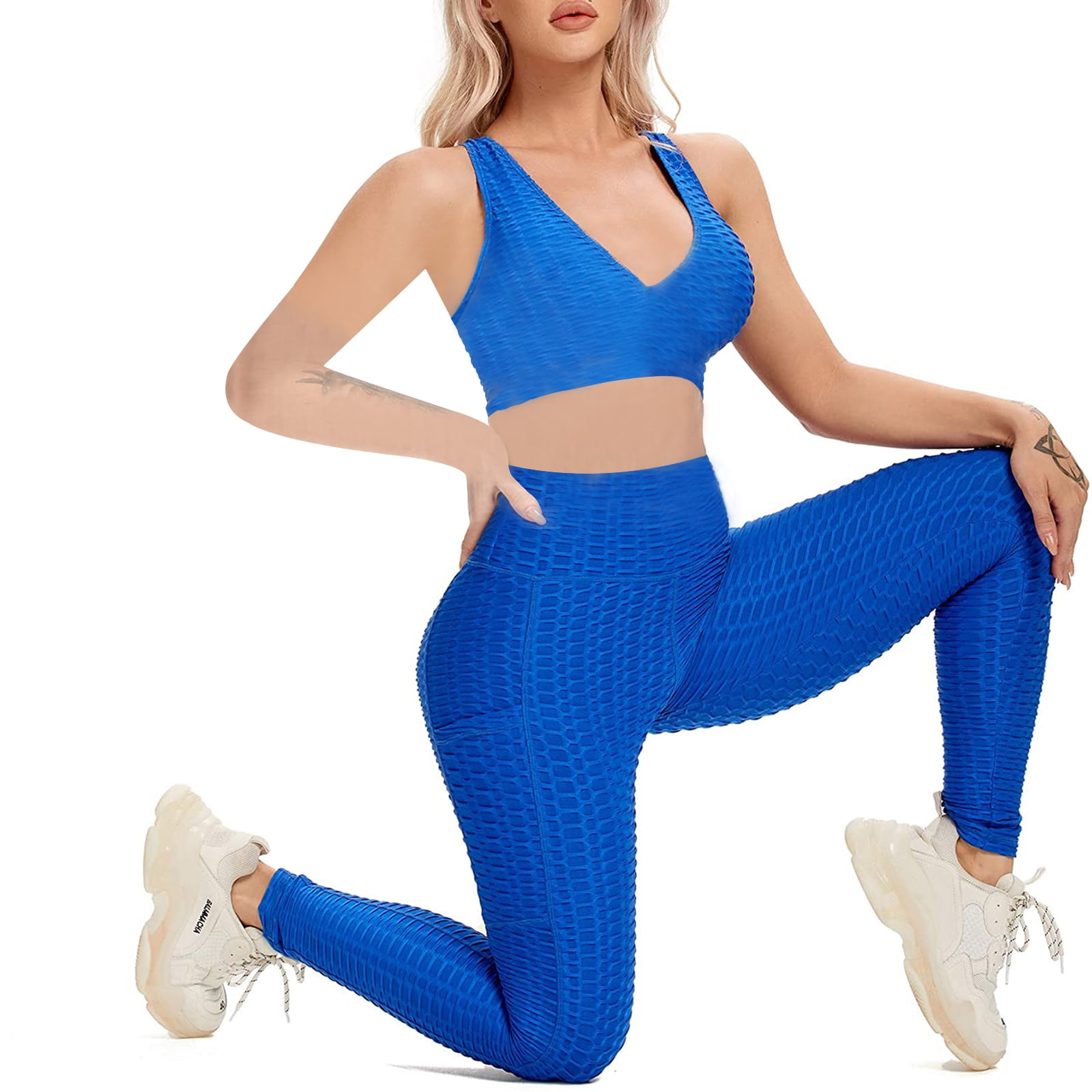 TIK tok Butt Lift Leggings for Women High Waist Yoga Pants Booty Tummy  Control Slimming Workout Running Textured Tights, Navy, M: Buy Online at  Best Price in UAE 