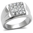 thumbnail image 1 of Men High Polished Stainless Steel Ring with Top Grade Crystal in Clear - Size 13, 1 of 1