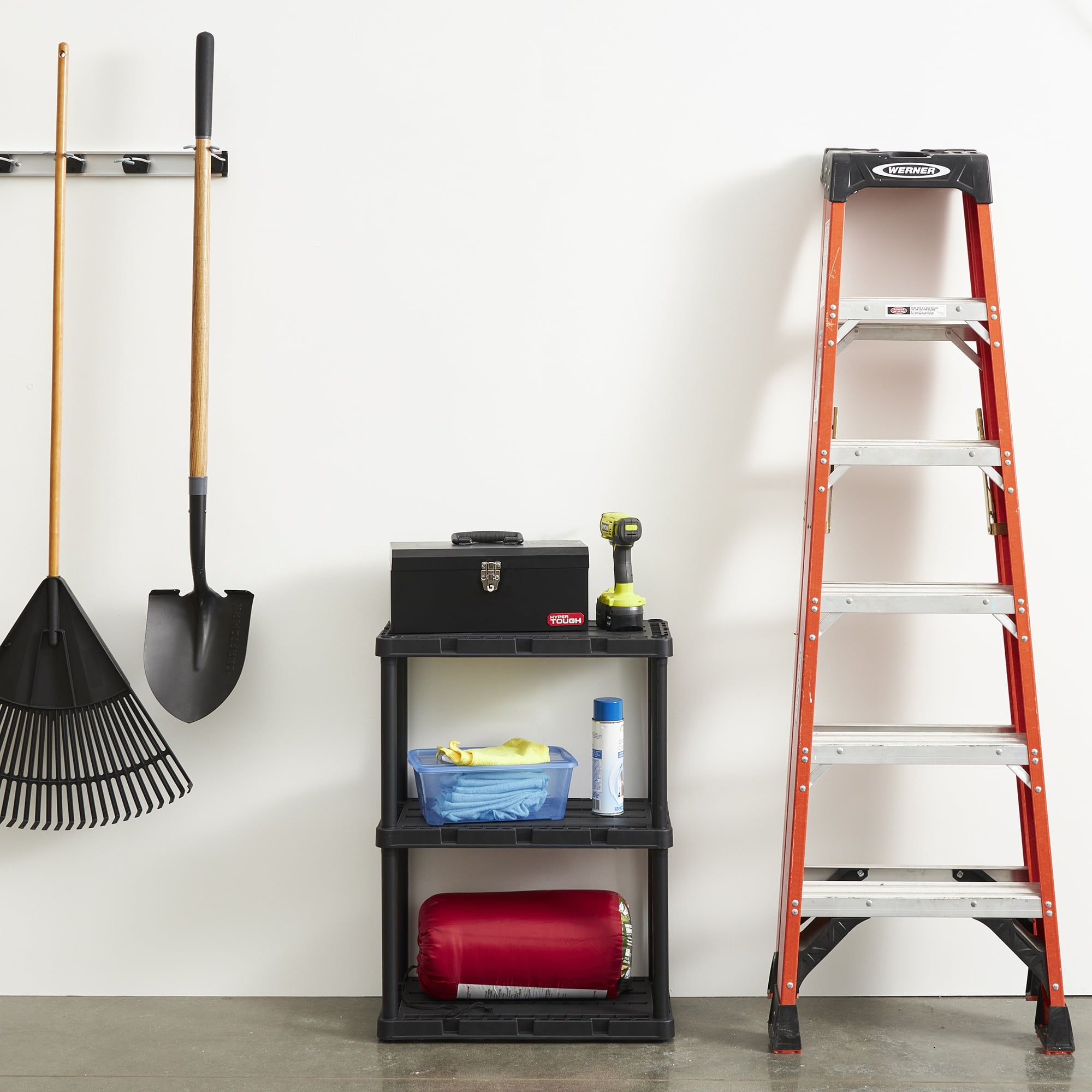 Gracious Living 3 Shelf Knect-A-Shelf Solid Light Duty Storage Unit 24 x 12 x 33", Black (3 Pack)