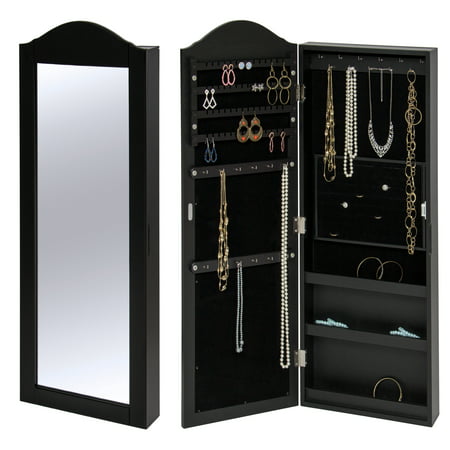 Best Choice Products Wall Mounted Mirror Jewelry Cabinet Armoire (Best Choice Products Black Mirrored Jewelry Cabinet Armoire)