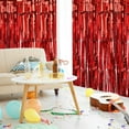 thumbnail image 3 of Unique Bargains 4 Pack 29x108 Inch Red Metallic Foil Fringe Tinsel Table Skirts for Rectangle Tables for Party Decoration, 3 of 4