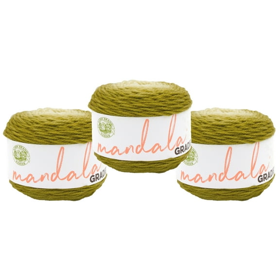Lion Brand Yarn Mandala Gradient Olive Medium Acrylic, Nylon Yarn 3 Pack