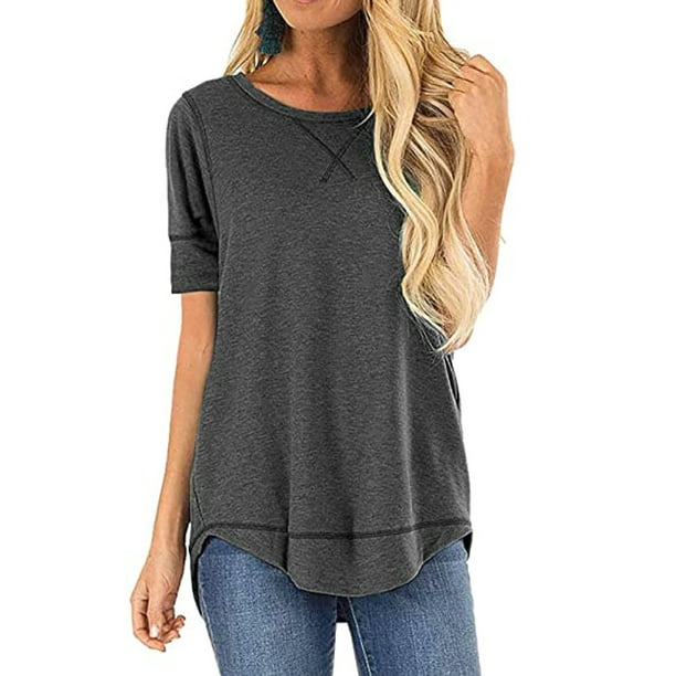 XZNGL Tops for Women Sexy Casual Fashion Women Solid V-Neck T-Shirt Short  Sleeve Casual Tee Tops Blouse Short Sleeve Tops for Women Casual Tops for  Women Fashion Tops for Women 