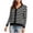 Black, variant on Vivianyo HD Women's Knit Cardigan, Striped V-neck Scallop Trim Button Front Long Sleeve Casual Layering Top, Women's Black, Sizes S-2XL