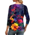 thumbnail image 6 of T Shirt for Women V Neck Three Quarter Sleeve Fashion Streetwear Loose Fit Butterfly And Rose Graphic Print Breathable Top, 6 of 6