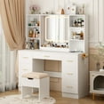 47" Large Vanity Desk with LED Lighted Mirror & Power Outlet & 7