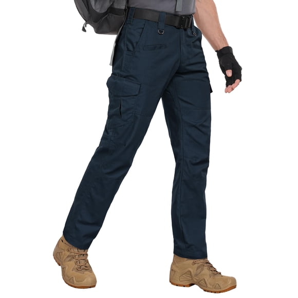 Pantalones tácticos Zoofly Ripstop Cargo Work con 9 bolsillos para hombre, color azul marino