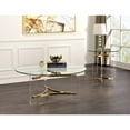 thumbnail image 3 of ACME Sosi Round Tempered Glass Top End Table in Clear and Gold, 3 of 4