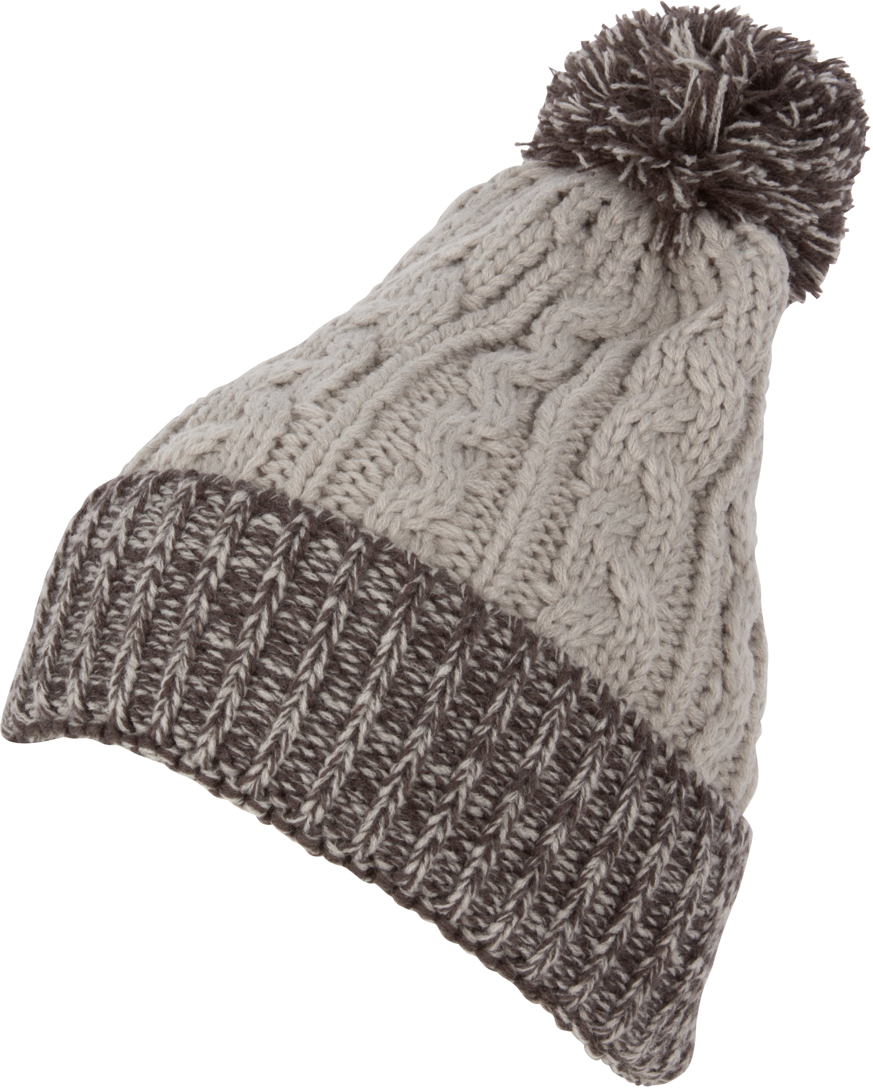 Gravity Threads Two Tone Chunky Knit Beanie - Oversized Cable Knit, Soft Acrylic, One Size Fits Most
