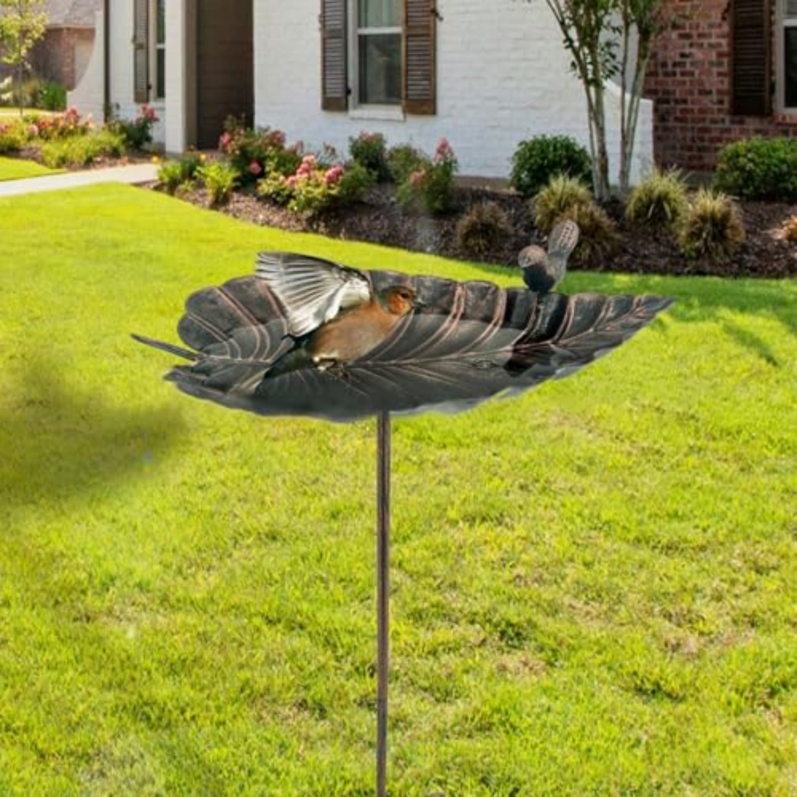 Cast Iron Standing Bird Feeder with Pole, Bird Feeders for Outdoors, Squirrel-Resistant Platform Bird Feeder Tray with Ground Spike for Garden, Yard & Lawn