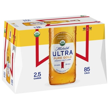 Michelob Ultra Pure Gold Organic American Lager Beer 18 Pack 12 fl oz Glass Bottles 3.8% ABV