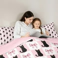 thumbnail image 4 of Manfei Kawaii Black Cat Twin Bedding Sets 7-Piece for Teen, Girly Pink Buffalo Bedding Comforter Set, Cartoon Bowknot Christmas Reversible Sheet Sets, Lightweight Room Decor, 4 of 7