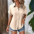 thumbnail image 2 of Lixiuxyad Oversized Tees for Women Ladies' Fashionable And Casual Solid Color Batsleeved Button Short Sleeved Shirt, 2 of 4