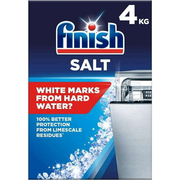 Dishwasher Salt, 4kg, Prevents Limescale and White Residue, Effective ast Hard Water, For Cleaner and Shinier Dishes vs Dishwasher tablets alone