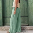 thumbnail image 6 of Patlollav Trousers Long Pants for Women Summer Drawstring Waist Wide Leg Loose Cotton Linen Palazzo Pants, 6 of 6