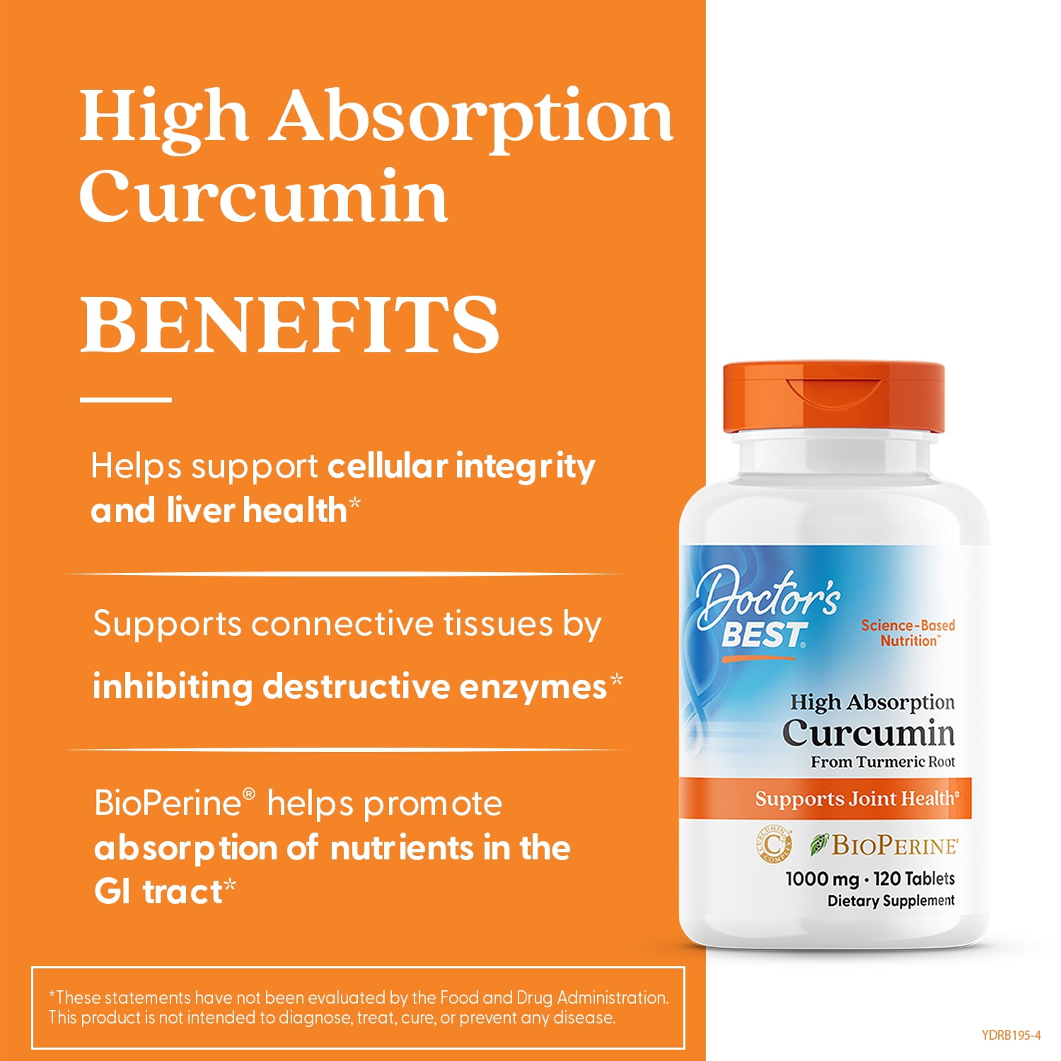 Doctor's Best Curcumin From Turmeric Root with C3 Complex & BioPerine, Non-GMO, Gluten Free, Soy Free, Joint Support, 1000 mg, 120 Tablets