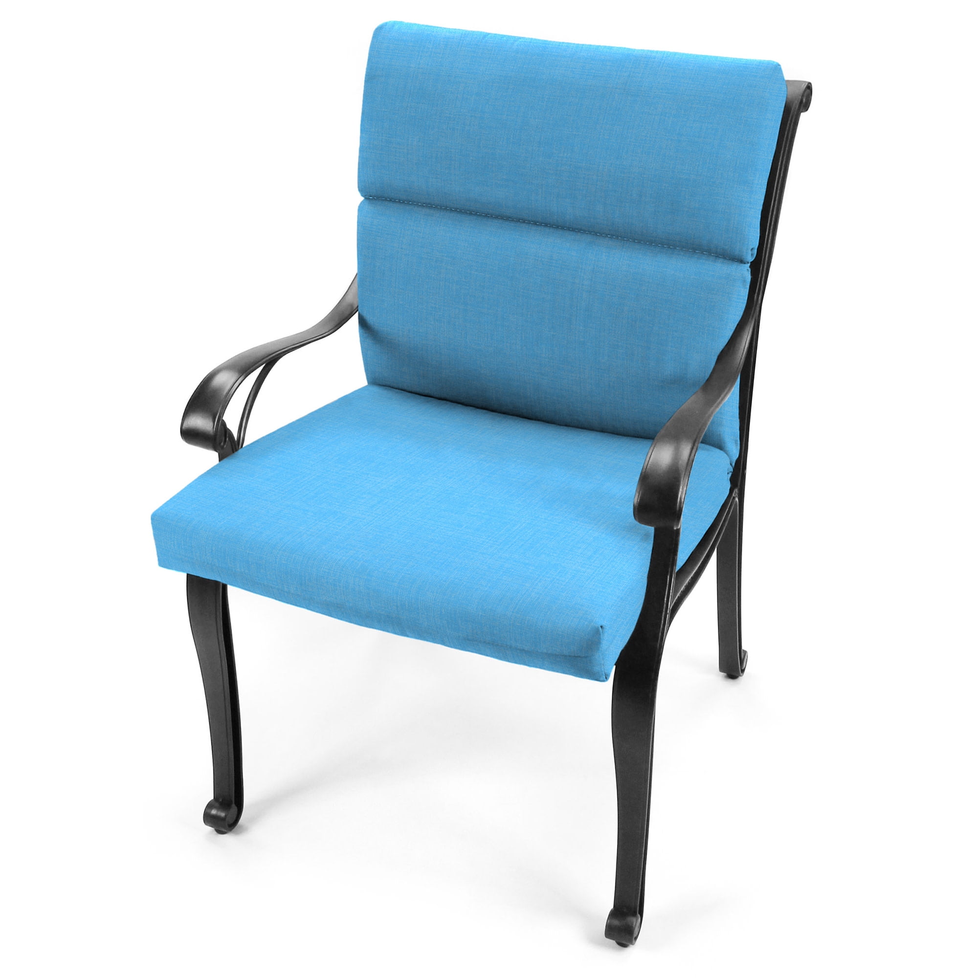 Jordan Manufacturing 44" x 22" Celosia Ice Blue Crosshatch Rectangular Outdoor Chair Cushion with Ties and Hanger Loop