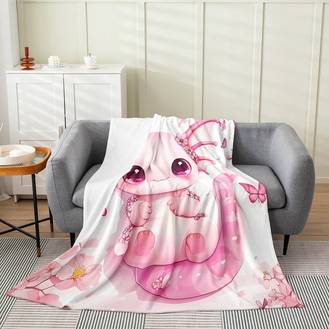 Erosebridal Girls Axolotl Flannel Blanket 40x50, Ultra Soft