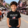 thumbnail image 2 of Bainana Boys' American Flag Tee Shirts Short Sleeve Graphic Tops Kids Crew Neck 250 Years Of Freedom Celebration Tees For 4Th Of July Size 12-13 Years Black, 2 of 4