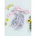 thumbnail image 4 of Musuos Kids Girls One-Pieces Swimsuit 18M 24M 3Y 4Y 5Y 6Y Floral/Stars Print Bowknot Sleeveless Ruffles Summer Beachwear Bathing Suit, 4 of 10