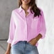 thumbnail image 1 of Camisa De Manga Larga Blusas de mujer Camisa con botones de rayas verticales Traje de trabajo de oficina (Rosa XL) Cgtredaw Para estrenar, 1 of 1