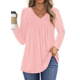 thumbnail image 2 of Fantaslook Womens Tops Dressy Casual Pleated Blouses V Neck Long Sleeve Shirts Fall Tunic Tops, 2 of 7