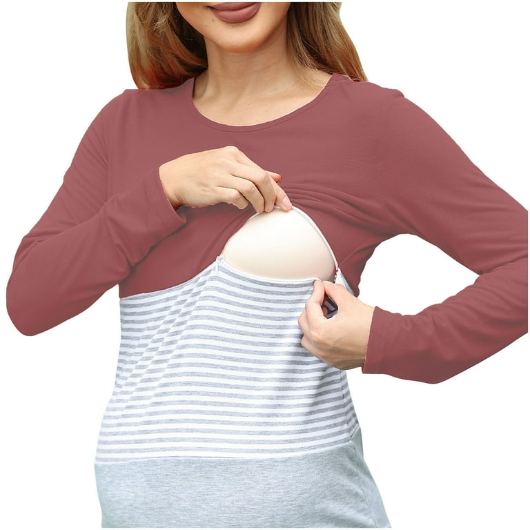 Olyvenn Womens Maternity Nursing Top Comfy Soft Breastfeeding
