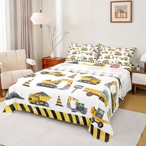 Castle Fairy Cartoon Truck Twin Sheet Sets,Abstract Stripes Bedding