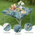 thumbnail image 4 of Blue Gold Marble Pattern Square Fitted Tablecloth with Elastic Edge,Square Table Cover,Washable Elastic Table Cover for Home Kitchen Party Decor 34"x34", 4 of 6