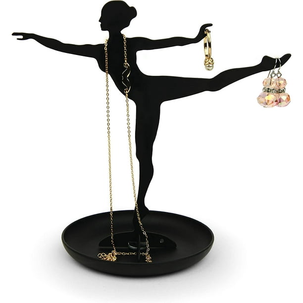 Porta joyas con forma de bailarina, negro, extraíble, diseño creativo, soporte para guardar joyas, decoración del hogar, color negro