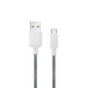 iHip Cute Cords 6ft Black & White Braided Cable Type-C  USB Sync Fiber Finish Bend Test Certified -Android Charger Cable for Android Samsung Galaxy S9 S10 S8 Plus Note10 9 8, Moto Z, Google Pixel, LG