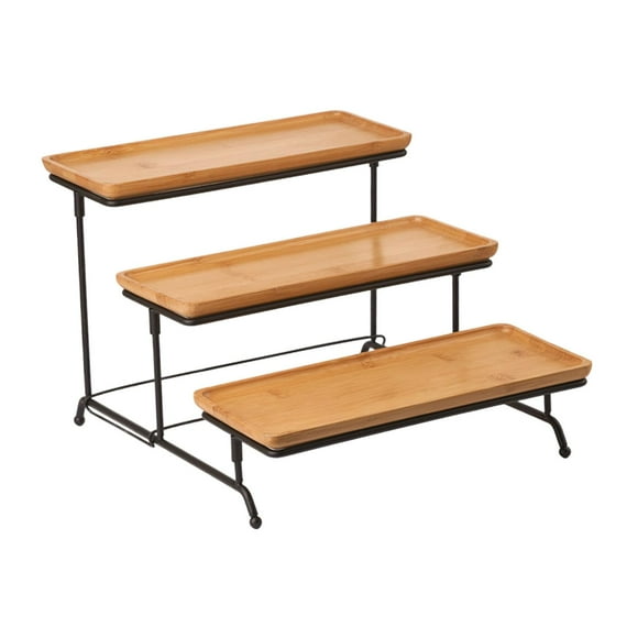 Juego de Soporte de plato de servicio rectangular de 3 niveles perfecl Soporte para magdalenas