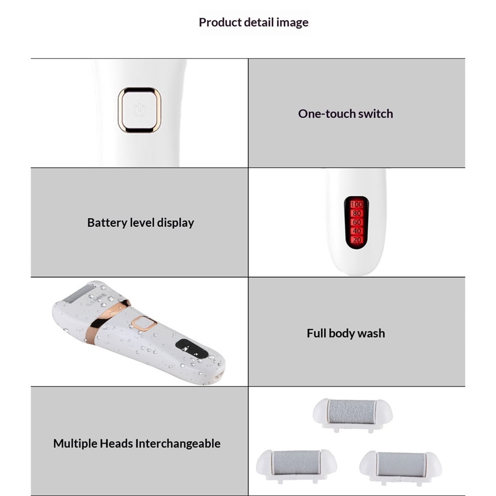 Electric Foot Callus Remover: Rechargeable Portable Electronic Foot File Callus Remover, Electric Callus Remover for Feet with 3 Rollers, Foot Care for Dead,Cracked Dry Skin