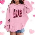 thumbnail image 2 of Lorytime Valentine Cute Hoodies for Girls Kids Long Sleeve Crewneck Sweatshirts Letters Tops with Pocket Loose Tops, 2 of 5